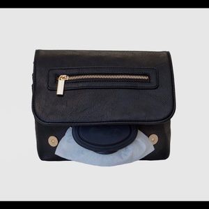 Wilo Black Crossbody/Mini Diaper bag with Built in Wipe pouch